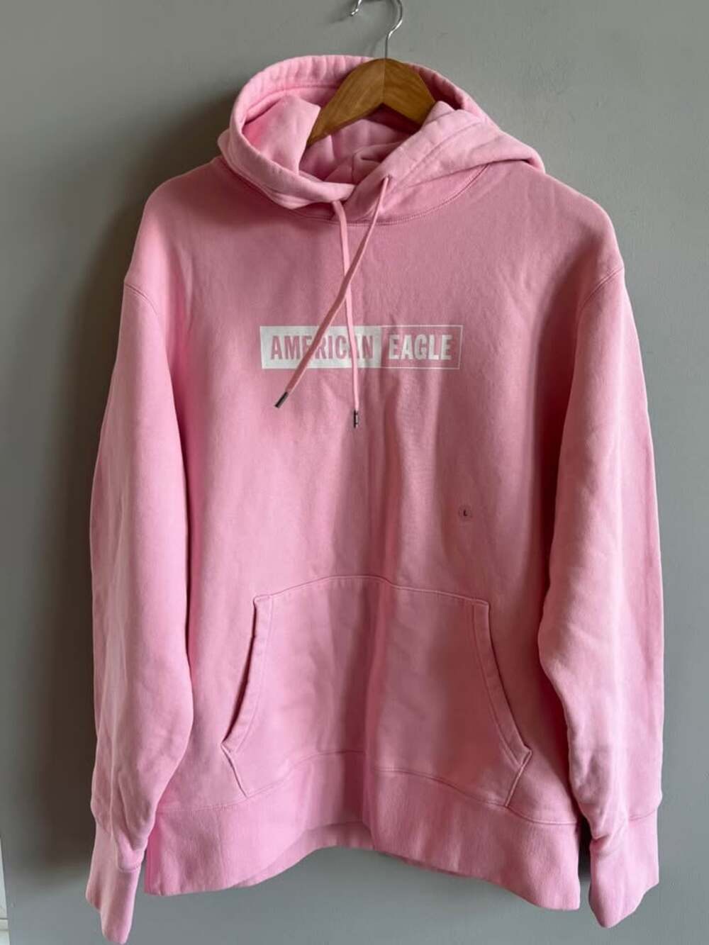NWT American Eagle Vintage Fleece Box Logo Graphic Hoodie Pink Size Large